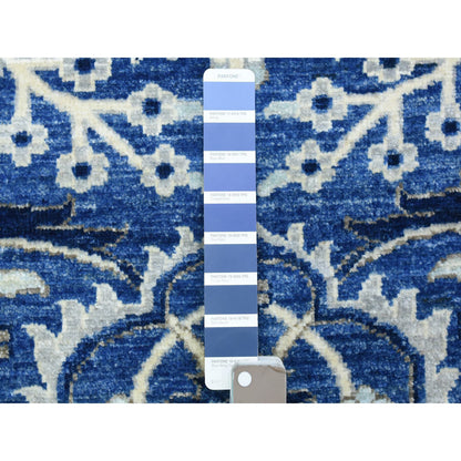 Oushak And Peshawar Wool Hand Knotted Rug Blue Blue 4.3X11.9 -O072385