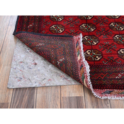 Tribal & Geometric Wool Hand Knotted Rug Red 2.8x3.9 -O0723