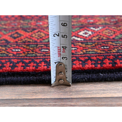 Tribal & Geometric Wool Hand Knotted Rug Red 2.8x3.9 -O0723