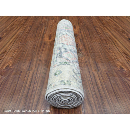 Tribal & Geometric Wool Hand Knotted Rug Grey Gray 3.0X12.1 -O072410