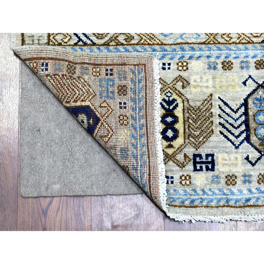 Tribal & Geometric Wool Hand Knotted Rug Grey Light Gray 2.10X8.4 -O072429