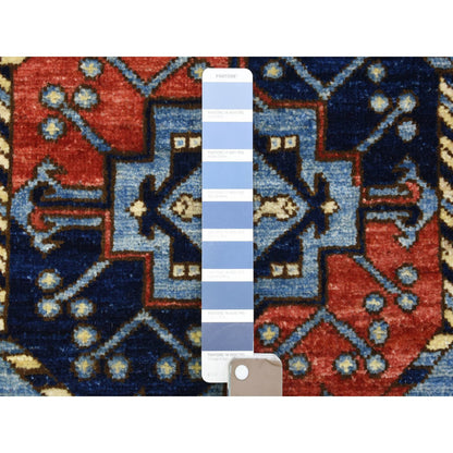 Tribal & Geometric Wool Hand Knotted Rug Blue Light Blue 2.8X8.0 -O072432