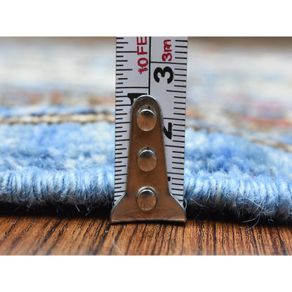 Tribal & Geometric Wool Hand Knotted Rug Blue Light Blue 2.8X8.0 -O072432