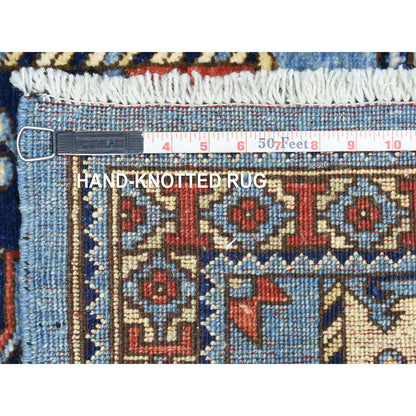 Tribal & Geometric Wool Hand Knotted Rug Blue Light Blue 2.8X8.0 -O072432