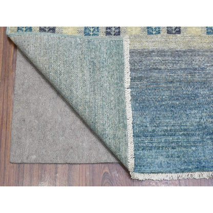 Tribal & Geometric Wool Hand Knotted Rug Blue No Border 9.0X11.9 -O072445