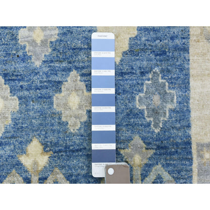 Tribal & Geometric Wool Hand Knotted Rug Blue No Border 2.7X8.4 -O072449