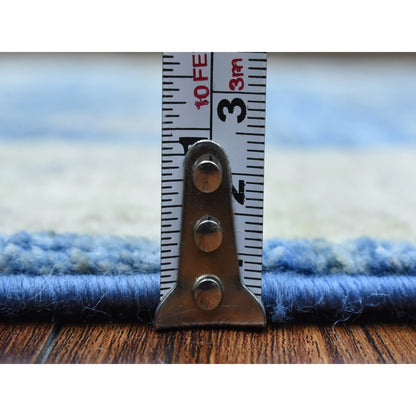 Tribal & Geometric Wool Hand Knotted Rug Blue No Border 2.7X8.4 -O072449