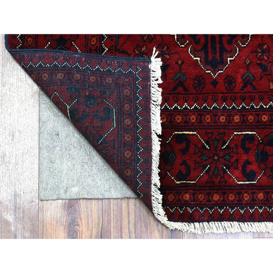 Tribal & Geometric Wool Hand Knotted Rug Red Red 3.0X9.10 -O072495
