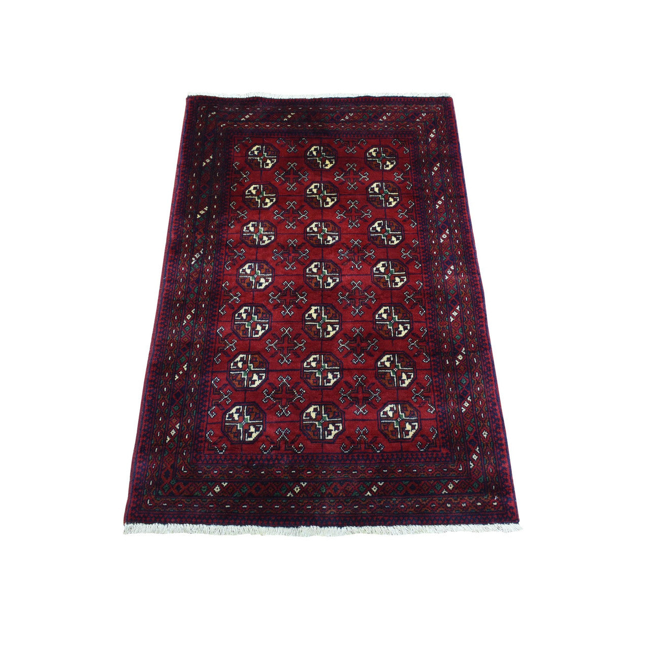 Tribal & Geometric Wool Hand Knotted Rug Red Red 2.7X3.10 -O072496