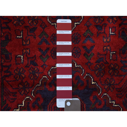 Tribal & Geometric Wool Hand Knotted Rug Red Red 2.9X13.0 -O072497