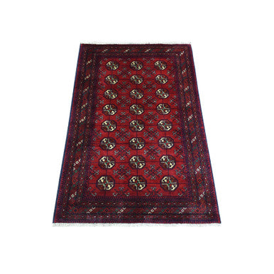 Tribal & Geometric Wool Hand Knotted Rug Red Red 2.8X4.0 -O072498