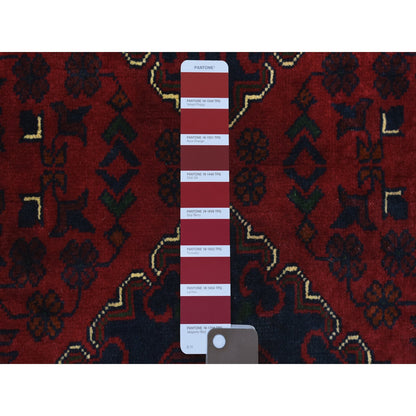 Tribal & Geometric Wool Hand Knotted Rug Red Red 2.8X9.6 -O072499