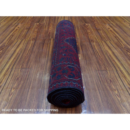 Tribal & Geometric Wool Hand Knotted Rug Red Red 2.8X9.6 -O072499