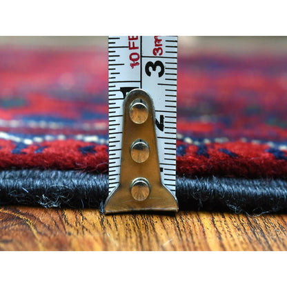 Tribal & Geometric Wool Hand Knotted Rug Red Red 2.8X9.6 -O072499