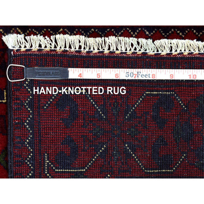 Tribal & Geometric Wool Hand Knotted Rug Red Red 2.8X9.6 -O072499