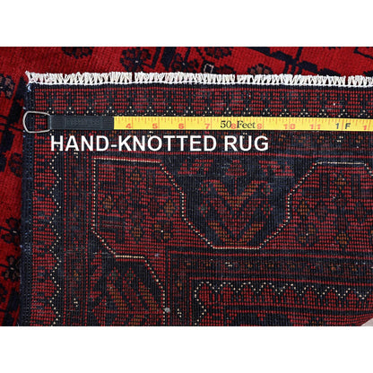 Tribal & Geometric Wool Hand Knotted Rug Red 2.9x3.10 -O0724
