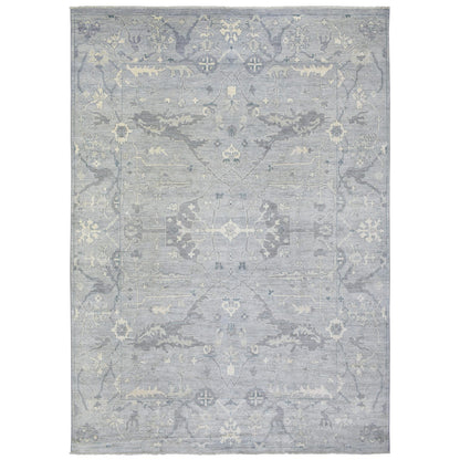 Oushak And Peshawar Wool Hand Knotted Rug Grey Gray 10.2X13.10 -O072522