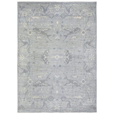 Oushak And Peshawar Wool Hand Knotted Rug Grey Gray 10.2X13.10 -O072522