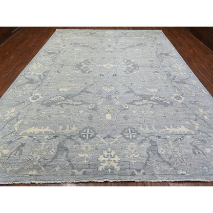 Oushak And Peshawar Wool Hand Knotted Rug Grey Gray 10.2X13.10 -O072522