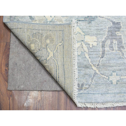 Oushak And Peshawar Wool Hand Knotted Rug Grey Gray 10.2X13.10 -O072522