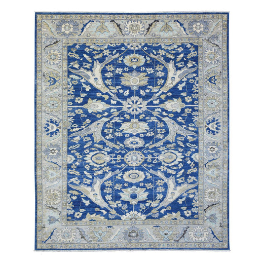 Oushak And Peshawar Wool Hand Knotted Rug Blue Gray 8.3X10.0 -O072533