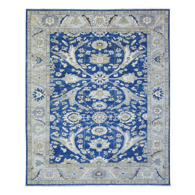 Oushak And Peshawar Wool Hand Knotted Rug Blue Gray 8.3X10.0 -O072533