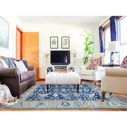 Oushak And Peshawar Wool Hand Knotted Rug Blue Gray 8.3X10.0 -O072533