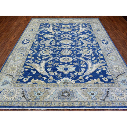 Oushak And Peshawar Wool Hand Knotted Rug Blue Gray 8.3X10.0 -O072533