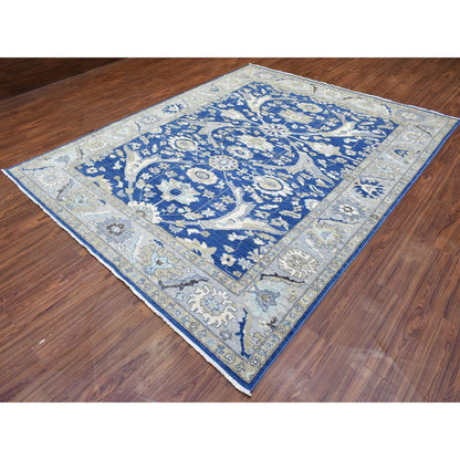 Oushak And Peshawar Wool Hand Knotted Rug Blue Gray 8.3X10.0 -O072533