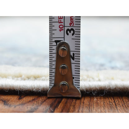 Oushak And Peshawar Wool Hand Knotted Rug Ivory Blue 6.1X9.0 -O072536