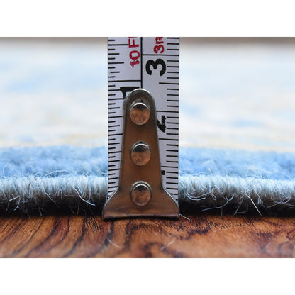 Oushak And Peshawar Wool Hand Knotted Rug Blue Ivory 2.7X7.7 -O072538