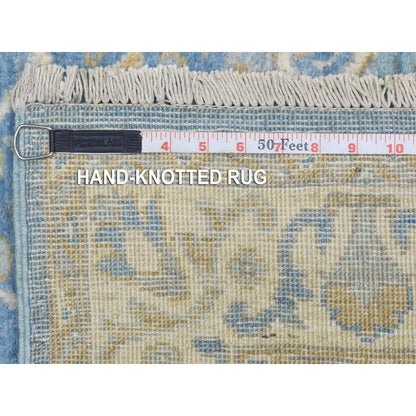 Oushak And Peshawar Wool Hand Knotted Rug Blue Ivory 2.7X7.7 -O072538