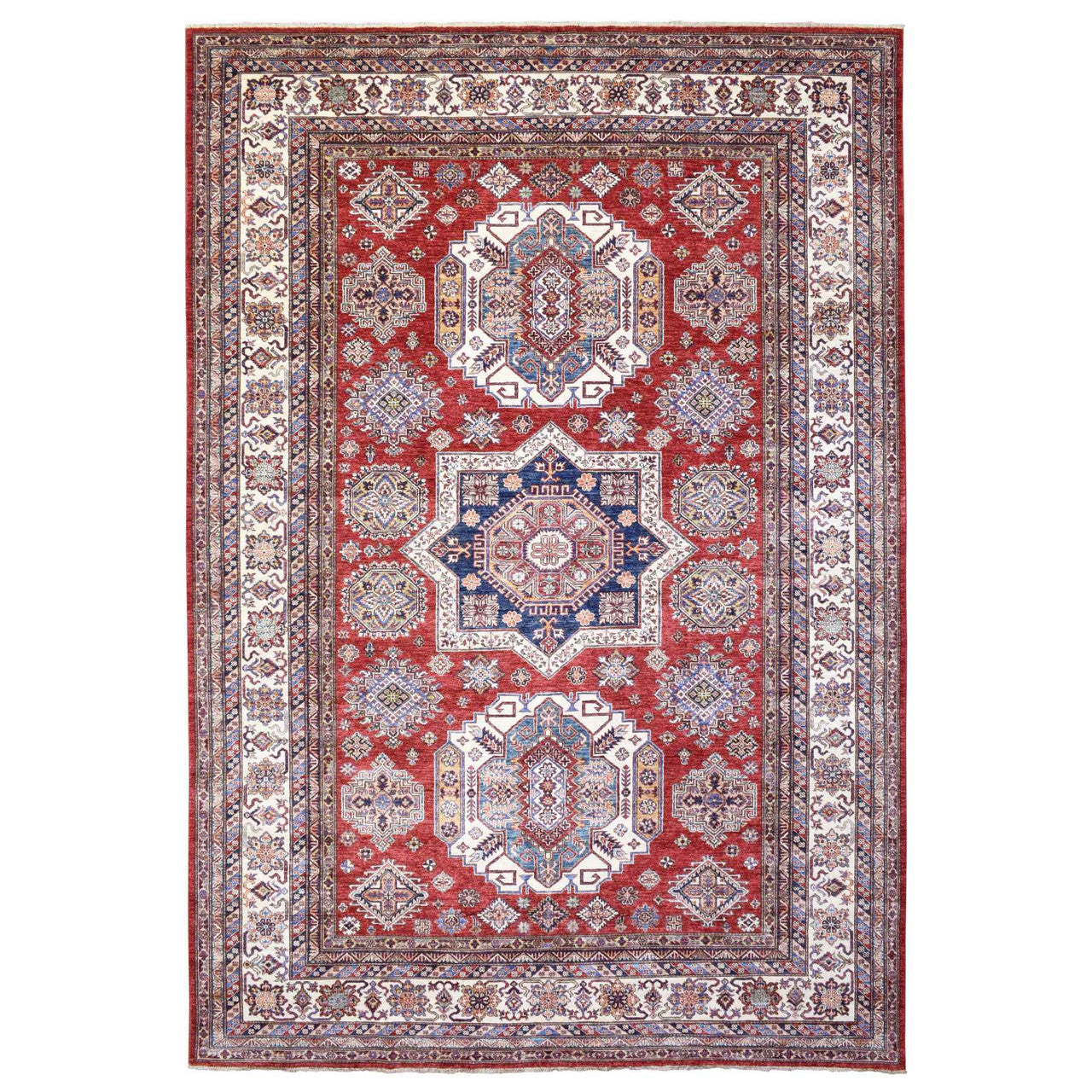 Red 8'10" x 13'0" Kazak Hand knotted Wool Rug - Sku: O072549
