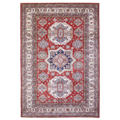 Kazak Wool Hand Knotted Rug Red Ivory 8.10X13.0 -O072549