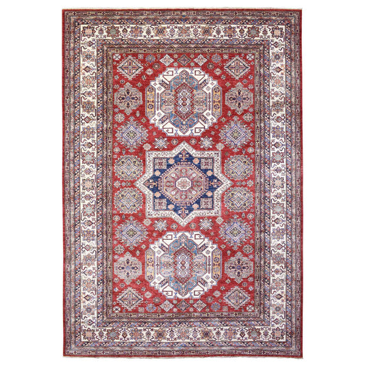 Kazak Wool Hand Knotted Rug Red Ivory 8.10X13.0 -O072549