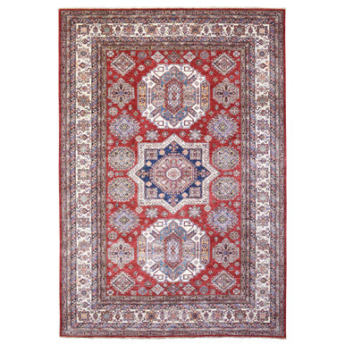 Kazak Wool Hand Knotted Rug Red Ivory 8.10X13.0 -O072549