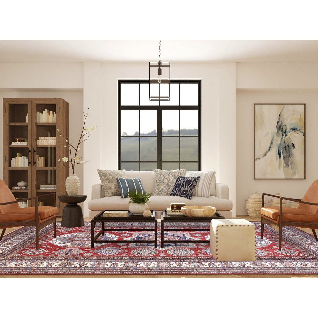 Red 8'10" x 13'0" Kazak Hand knotted Wool Rug - Sku: O072549