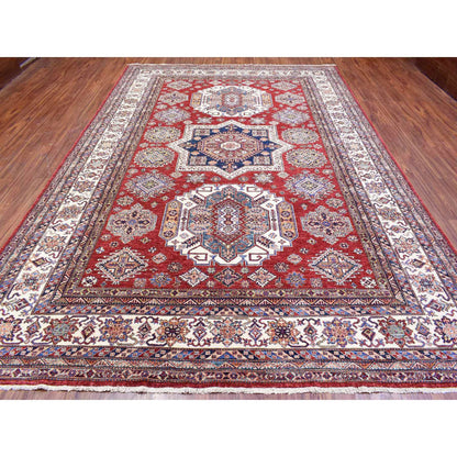 Kazak Wool Hand Knotted Rug Red Ivory 8.10X13.0 -O072549