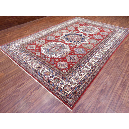 Kazak Wool Hand Knotted Rug Red Ivory 8.10X13.0 -O072549