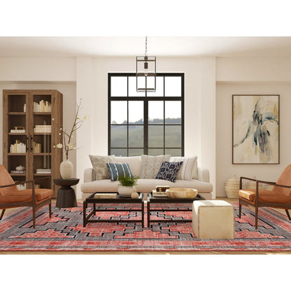 Oushak And Peshawar Wool Hand Knotted Rug Red Red 9.0X11.9 -O072575