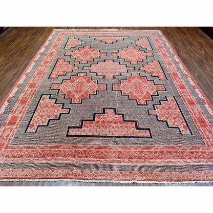 Oushak And Peshawar Wool Hand Knotted Rug Red Red 9.0X11.9 -O072575