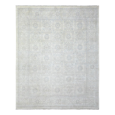 Oushak And Peshawar Wool Hand Knotted Rug Ivory Ivory 8.2X9.10 -O072579