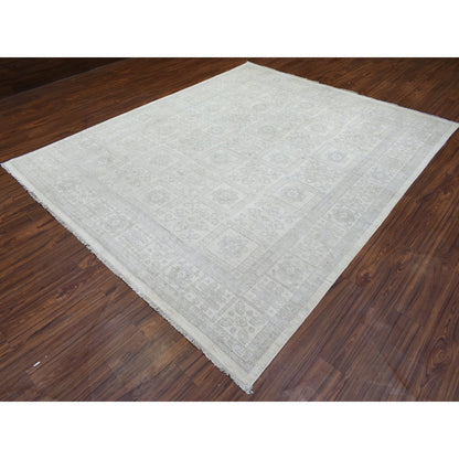 Oushak And Peshawar Wool Hand Knotted Rug Ivory Ivory 8.2X9.10 -O072579