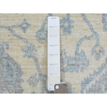 Oushak And Peshawar Wool Hand Knotted Rug Ivory Stone Gray 6.2X8.9 -O072582