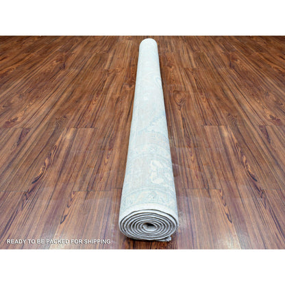 Oushak And Peshawar Wool Hand Knotted Rug Ivory Stone Gray 6.2X8.9 -O072582