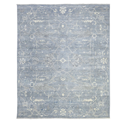 Oushak And Peshawar Wool Hand Knotted Rug Grey Gray 8.0X9.9 -O072588