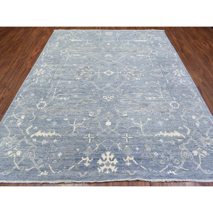 Oushak And Peshawar Wool Hand Knotted Rug Grey Gray 8.0X9.9 -O072588