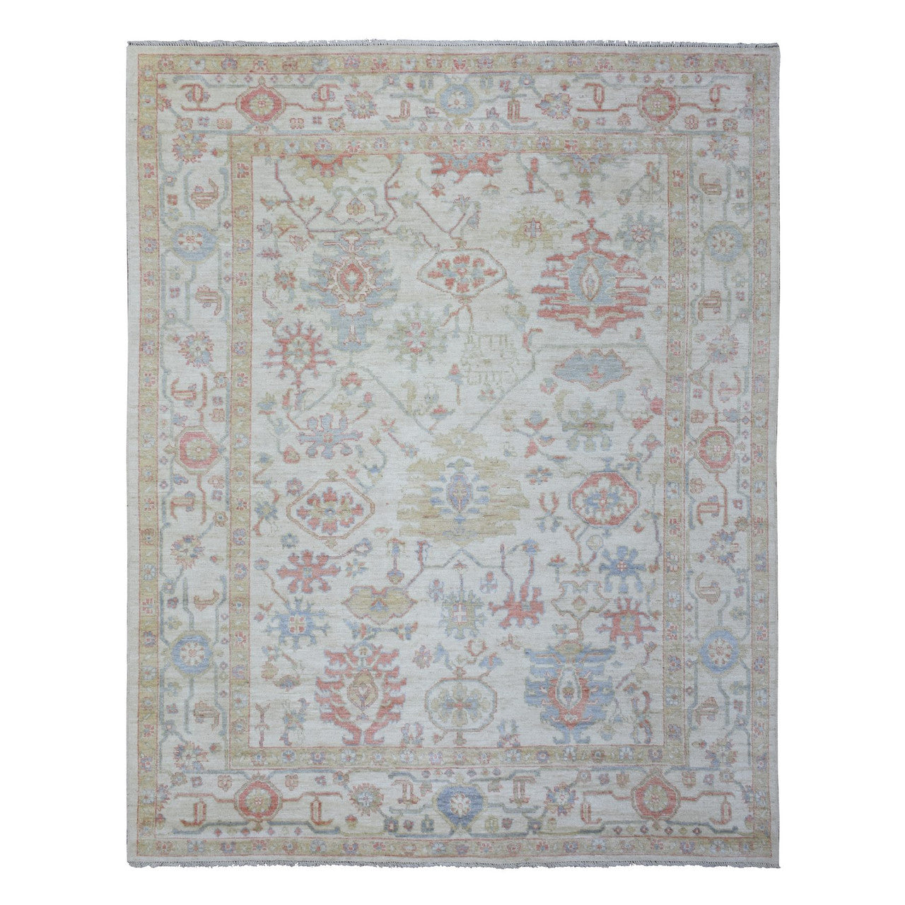 Ivory 8'1" x 10'2" Oushak And Peshawar Hand knotted Wool Rug - Sku: O072589