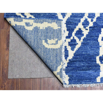 Tribal & Geometric Wool Hand Knotted Rug Blue No Border 12.2X15.2 -O072613
