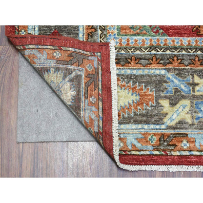 Tribal & Geometric Wool Hand Knotted Rug Red Gray 8.0X9.7 -O072623